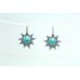 Earrings Silver 925 Sterling Dangle Drop Women Turquoise Stone Handmade B663